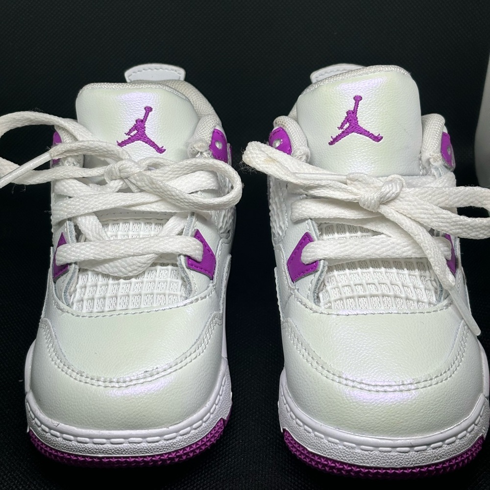 Jordan 4 Retro (TD) white/Hyper Violet Size:8c